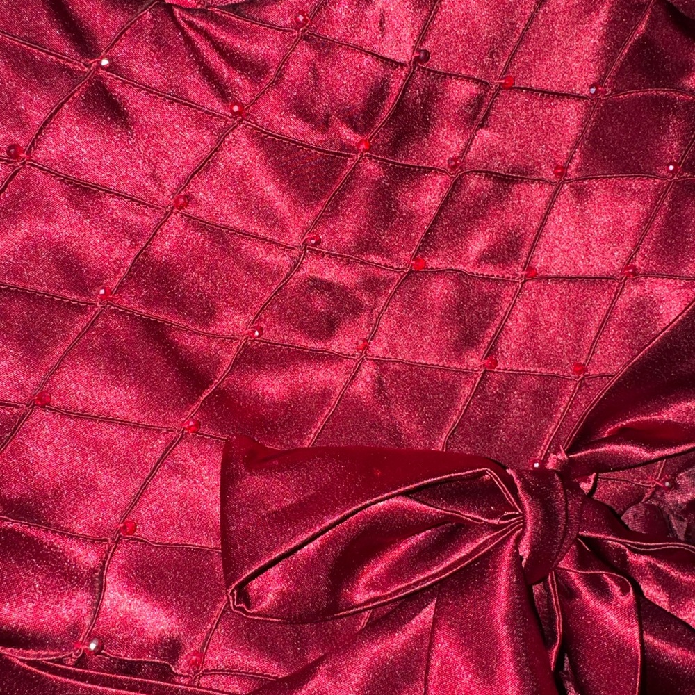 Elegant Deep Red Ruffled Dress - Picture 4 of 5